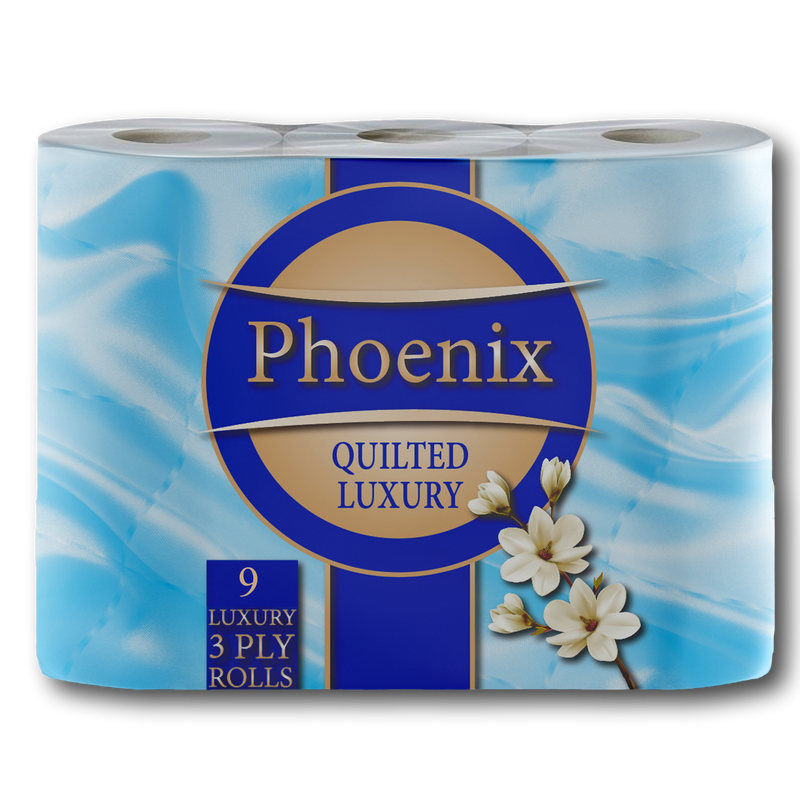Phoenix Quilted Luxury 3 Ply Toilet Rolls 9 Pack RRP £4.99 CLEARANCE XL £4.50